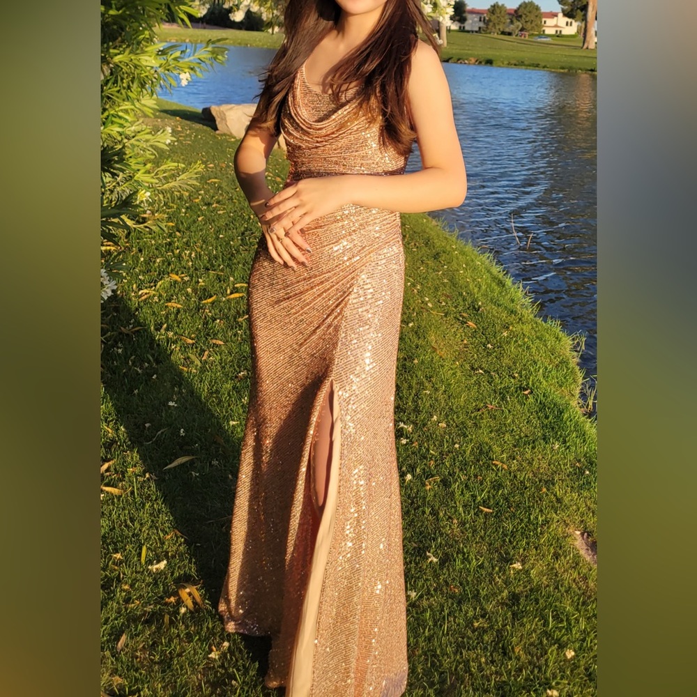 Rose Gold Sequin Prom Dress